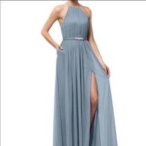 Azazie Hazel Dusty Blue Bridesmaid Dress. Size A2.